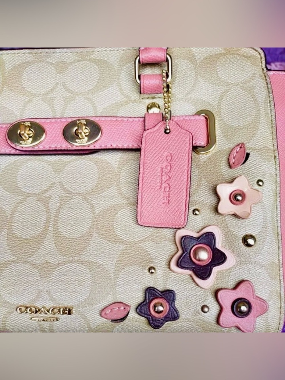 NEW! RARE Coach Blake Carryall 25 in Floral Appliqué Purses Bag Designer Womens - Picture 7 of 14